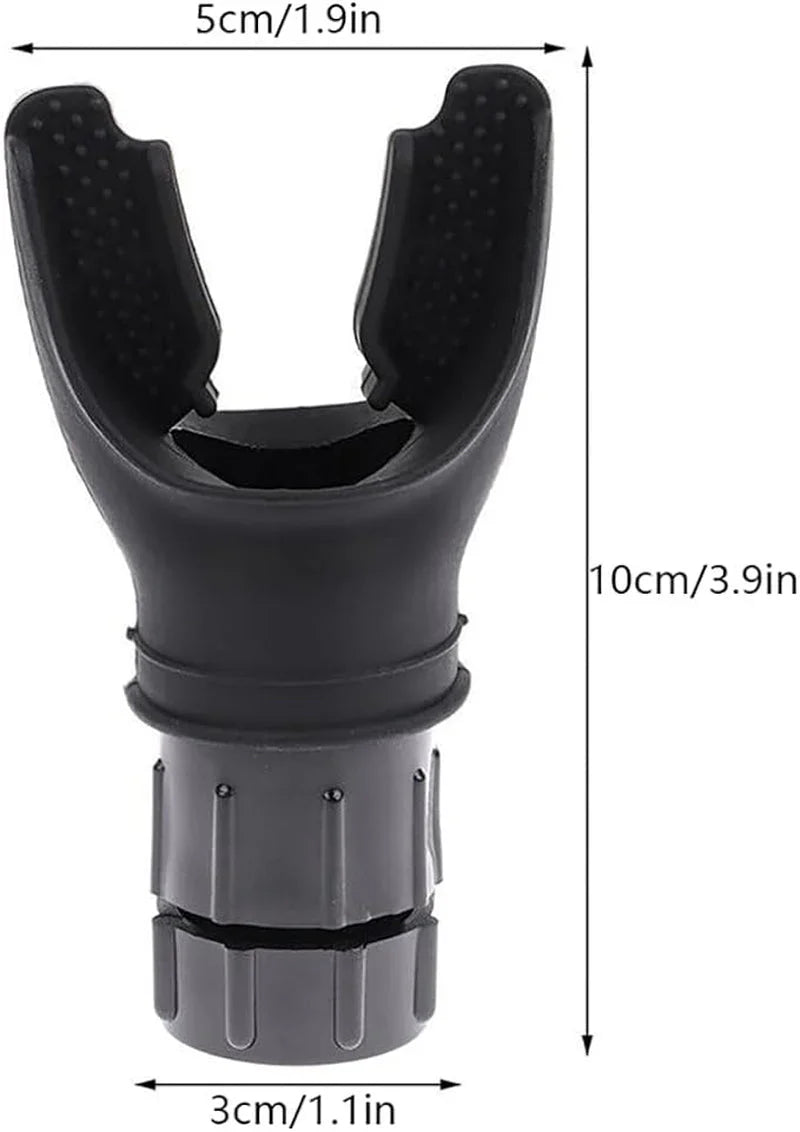 HealthyRealLife black U shaped mouthpiece with textured pads and base portable breathing trainer for lung health