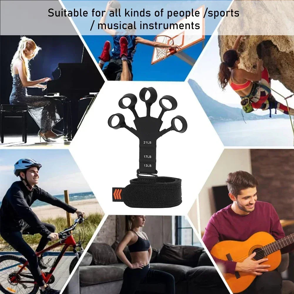 HealthyRealLife finger exerciser for hand strength five adjustable finger loops and wrist strap for musicians athletes