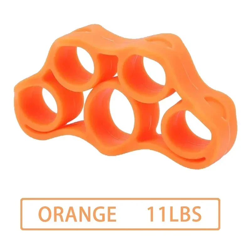 HealthyRealLife orange silicone finger exerciser for hand strength five finger loops 11lbs resistance