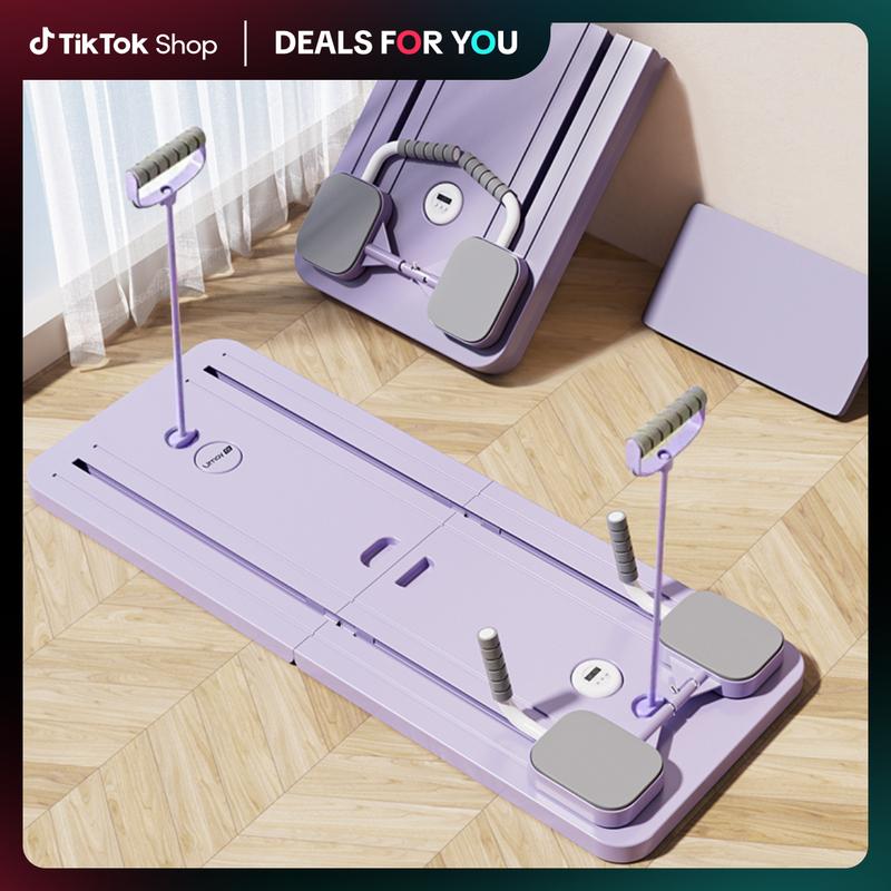 HealthyRealLife purple foldable multi-functional ab exercise board with foam handles and knee pads for home workouts