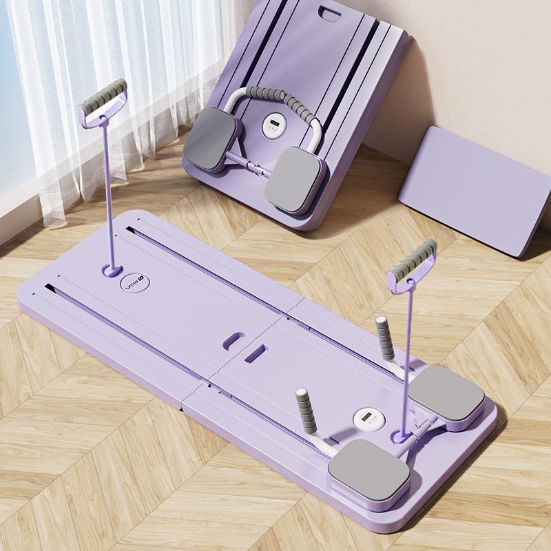 Lavender multi-functional ab exercise board with adjustable handles foam grips foldable design for home use