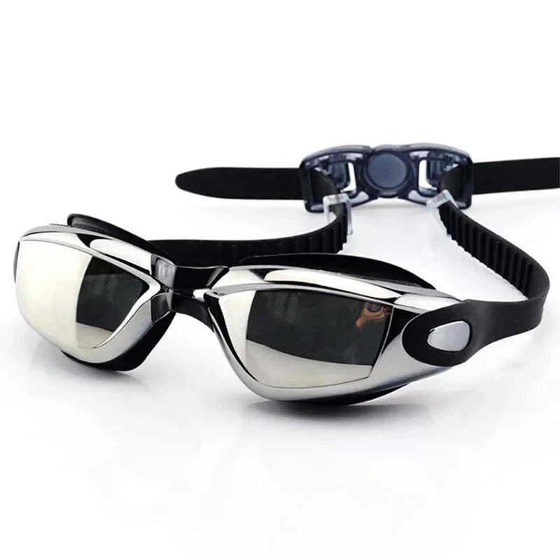 HealthyRealLife anti-fog swimming goggles with mirrored lenses adjustable silicone strap and secure fit