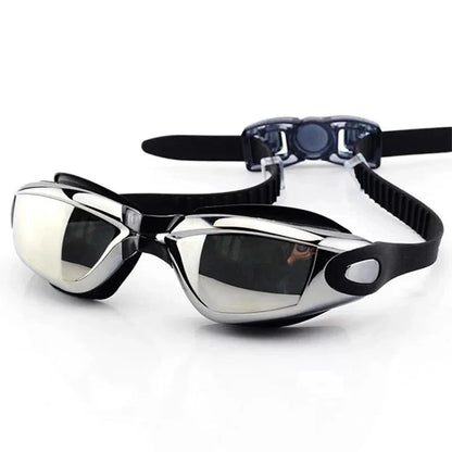 HealthyRealLife anti-fog swimming goggles with mirrored lenses adjustable silicone strap and secure fit