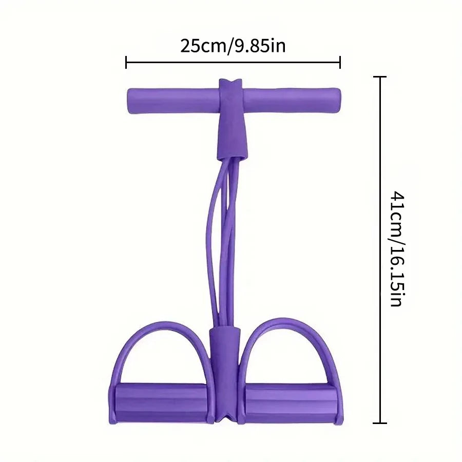 HealthyRealLife purple 6-tube resistance band for workouts with T bar handle and dual foot pedals 25cm by 41cm