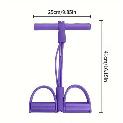 HealthyRealLife purple 6-tube resistance band for workouts with T bar handle and dual foot pedals 25cm by 41cm
