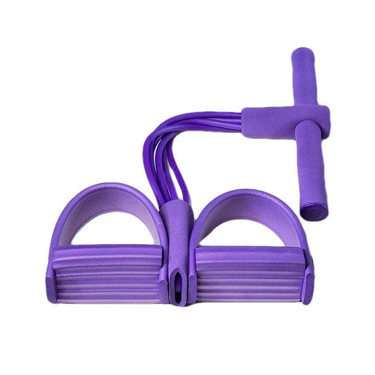 HealthyRealLife purple 6-tube resistance band for workouts with foam T-handle and foot pedals
