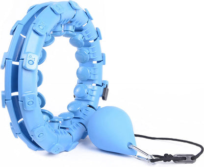 HealthyRealLife blue adjustable weighted hula hoop with detachable weighted ball and strap for core workouts