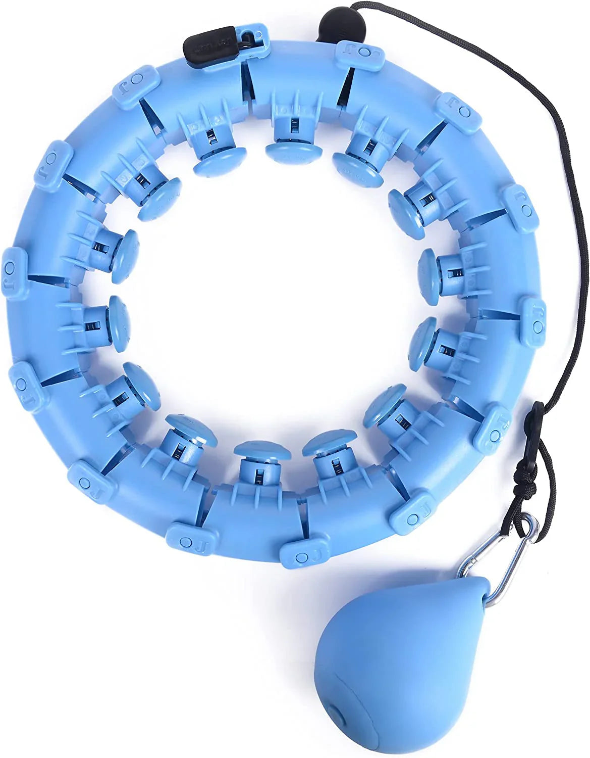 HealthyRealLife adjustable weighted hula hoop blue detachable segments rotating massage nodes and weighted ball for core workout