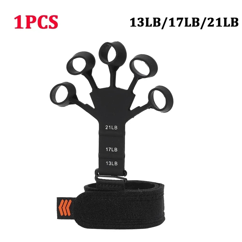 HealthyRealLife finger exerciser for hand strength with five resistance rings and adjustable wrist strap 13LB 17LB 21LB