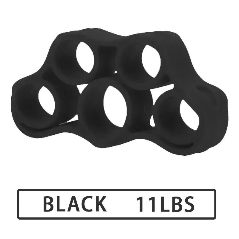 HealthyRealLife black silicone finger exerciser for hand strength 11lbs resistance five finger grip trainer