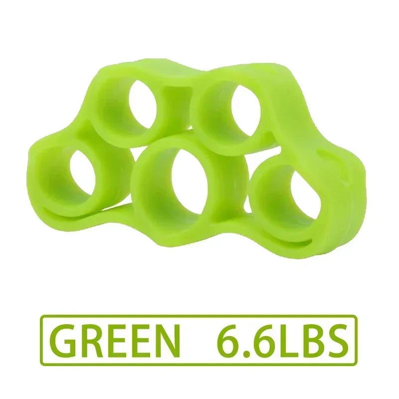 HealthyRealLife green silicone finger exerciser for hand strength five finger loop 6.6 lbs resistance
