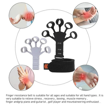 HealthyRealLife finger exerciser for hand strength with adjustable wrist strap and five resistance rings for rehab and therapy