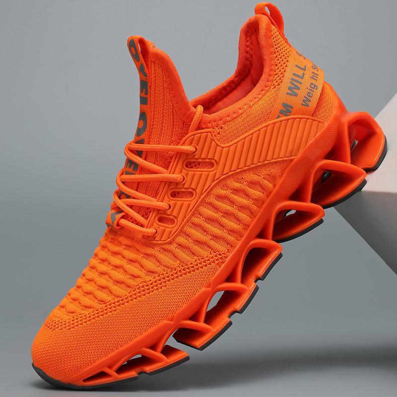 HealthyRealLife bright orange women's lace-up sneakers with breathable knit upper and unique hollow sole