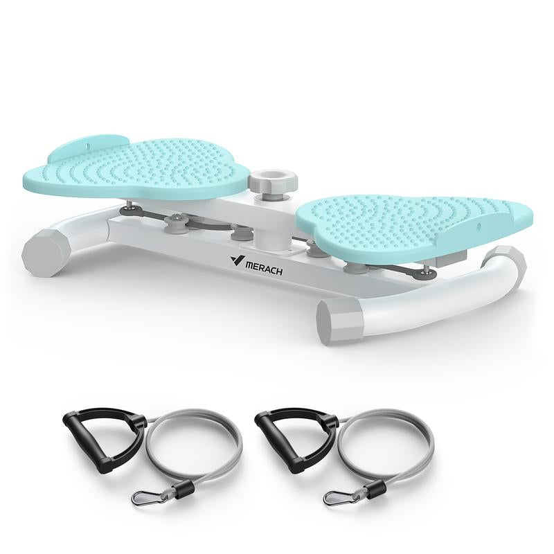 HealthyRealLife waist twist machine for abs teal dual foot pedals with resistance bands compact home core trainer