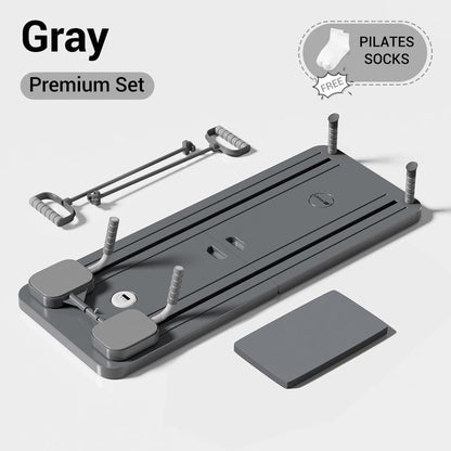 HealthyRealLife gray multi-functional ab exercise board with resistance bands handles adjustable pegs and knee pad