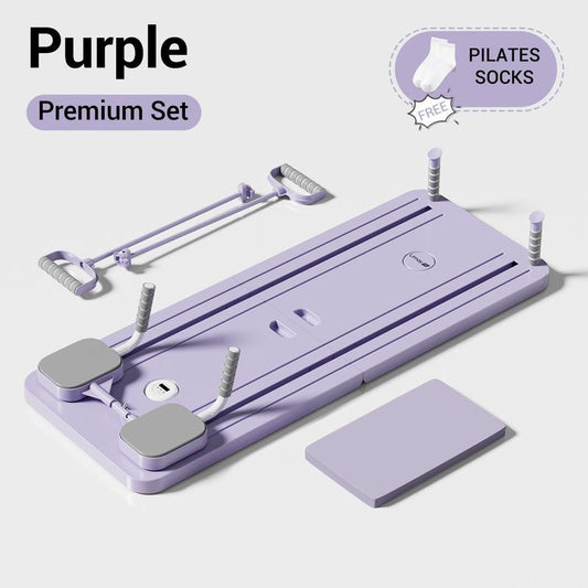 HealthyRealLife purple multi-functional ab exercise board set with resistance bands handles foam pads and foot pegs