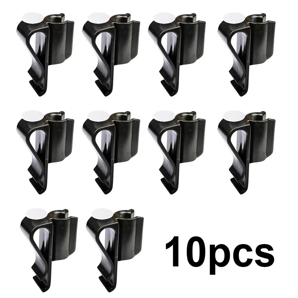 Pack of 10 black plastic Golf club bag clips for securing clubs to golf cart or carry bag