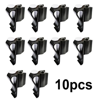 Pack of 10 black plastic Golf club bag clips for securing clubs to golf cart or carry bag