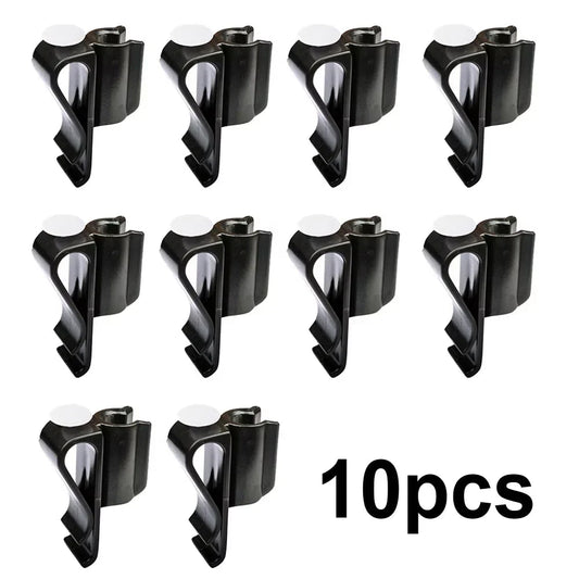 Pack of 10 black plastic Golf club bag clips for securing clubs to golf cart or carry bag