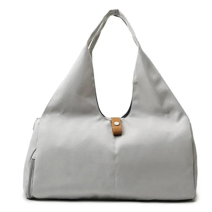 HealthyRealLife gray shoulder tote women's waterproof gym bag with roomy interior and external zipper pocket