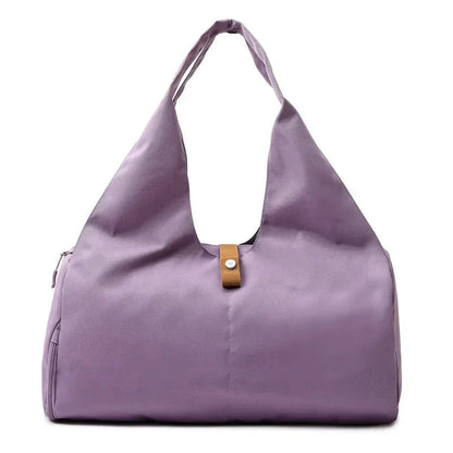 Lavender HealthyRealLife women's waterproof gym bag large shoulder tote with snap closure and side pocket