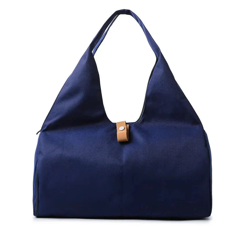 HealthyRealLife navy tote women's waterproof gym bag with wide shoulder straps and zippered main compartment
